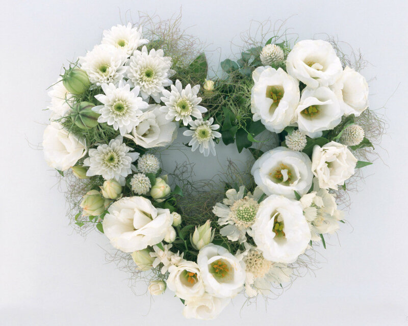 White Floral Heart Wreath — Serene
