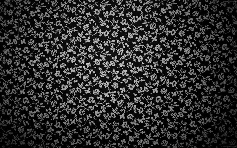 White Floral Pattern — Black, Calm