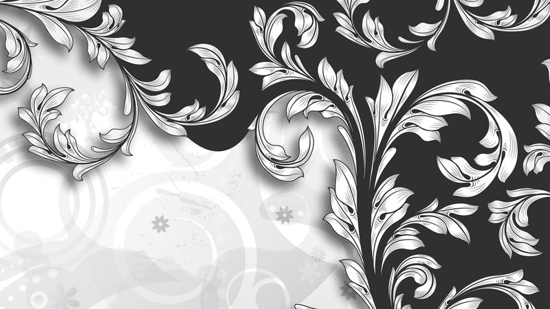 White Floral Pattern — Black, Elegant
