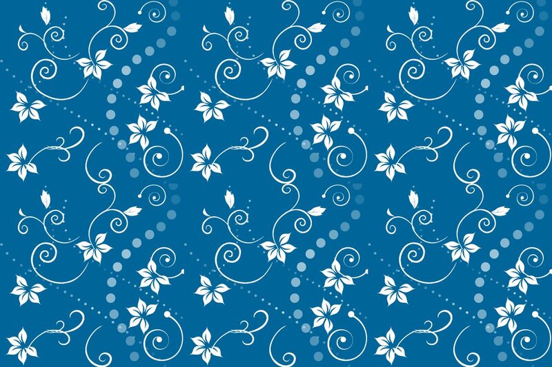 White Floral Pattern — Blue
