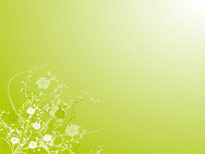 White Floral Pattern — Green, Calm, Vector Art