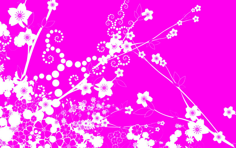 white floral pattern on pink