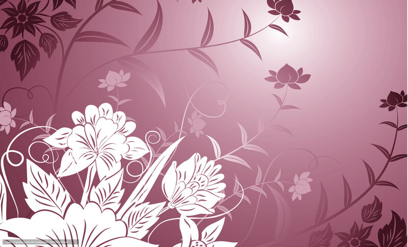 White Floral Pattern — Pink, Calm, Vector Art