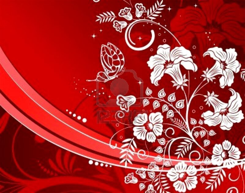 White Floral Pattern — Red