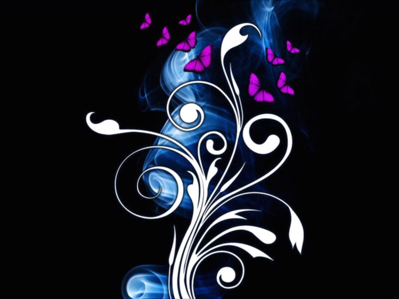White Floral Swirls — Black, Mystical