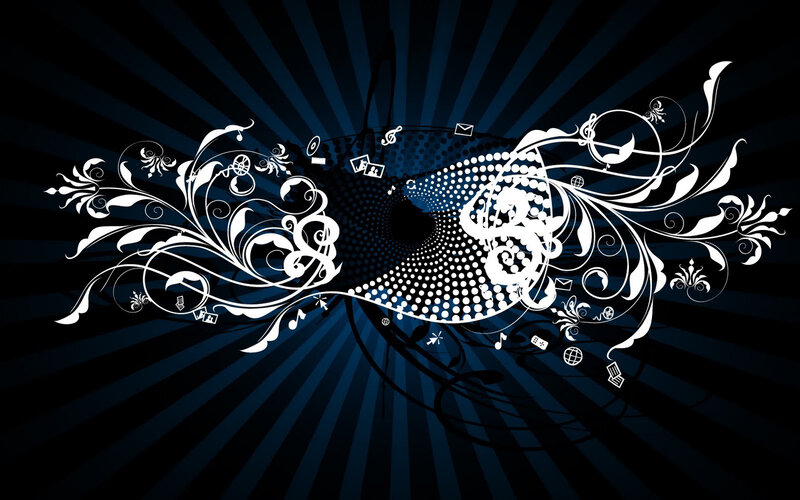 White Floral Swirls — Black