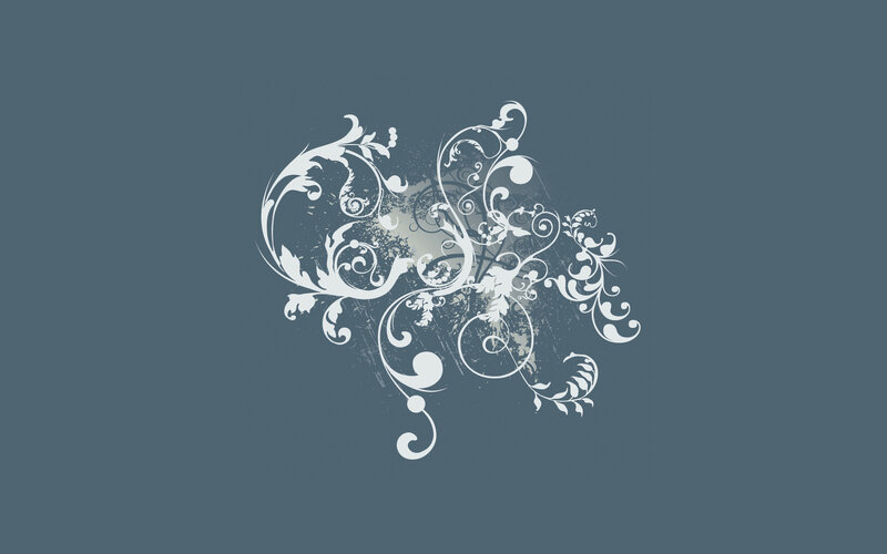 White Floral Swirls — Gray