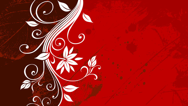 White Floral Vine Design — Red, Dramatic