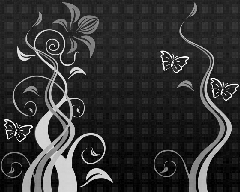 White Floral Vines and Butterflies