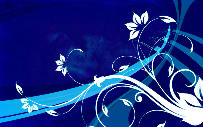 White Floral Vines on Blue — Calm
