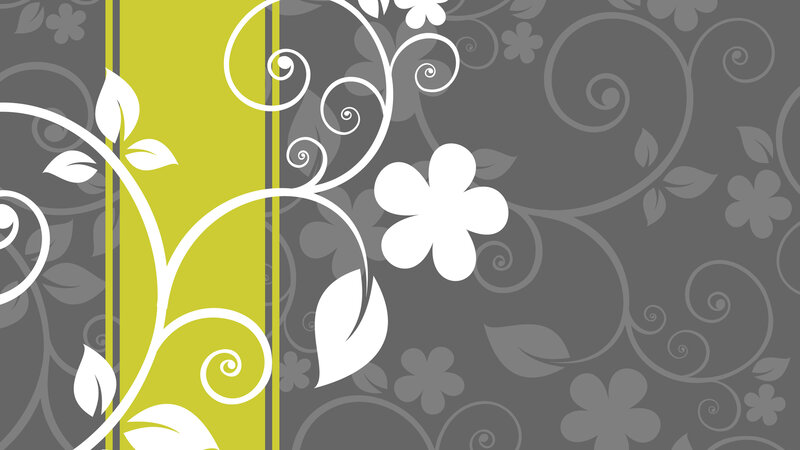 White Floral Vines on Gray