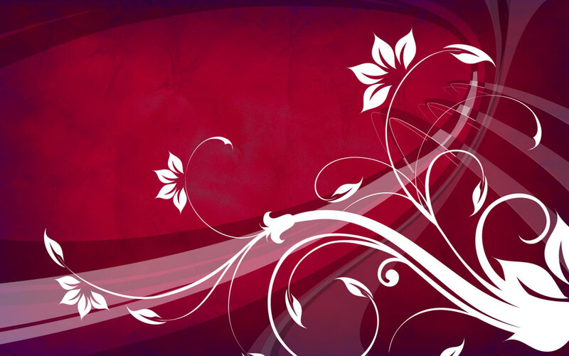 White Floral Vines on Red — Elegant