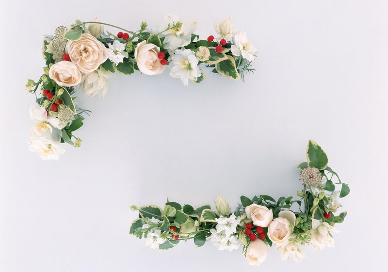 white floral wreath arrangement