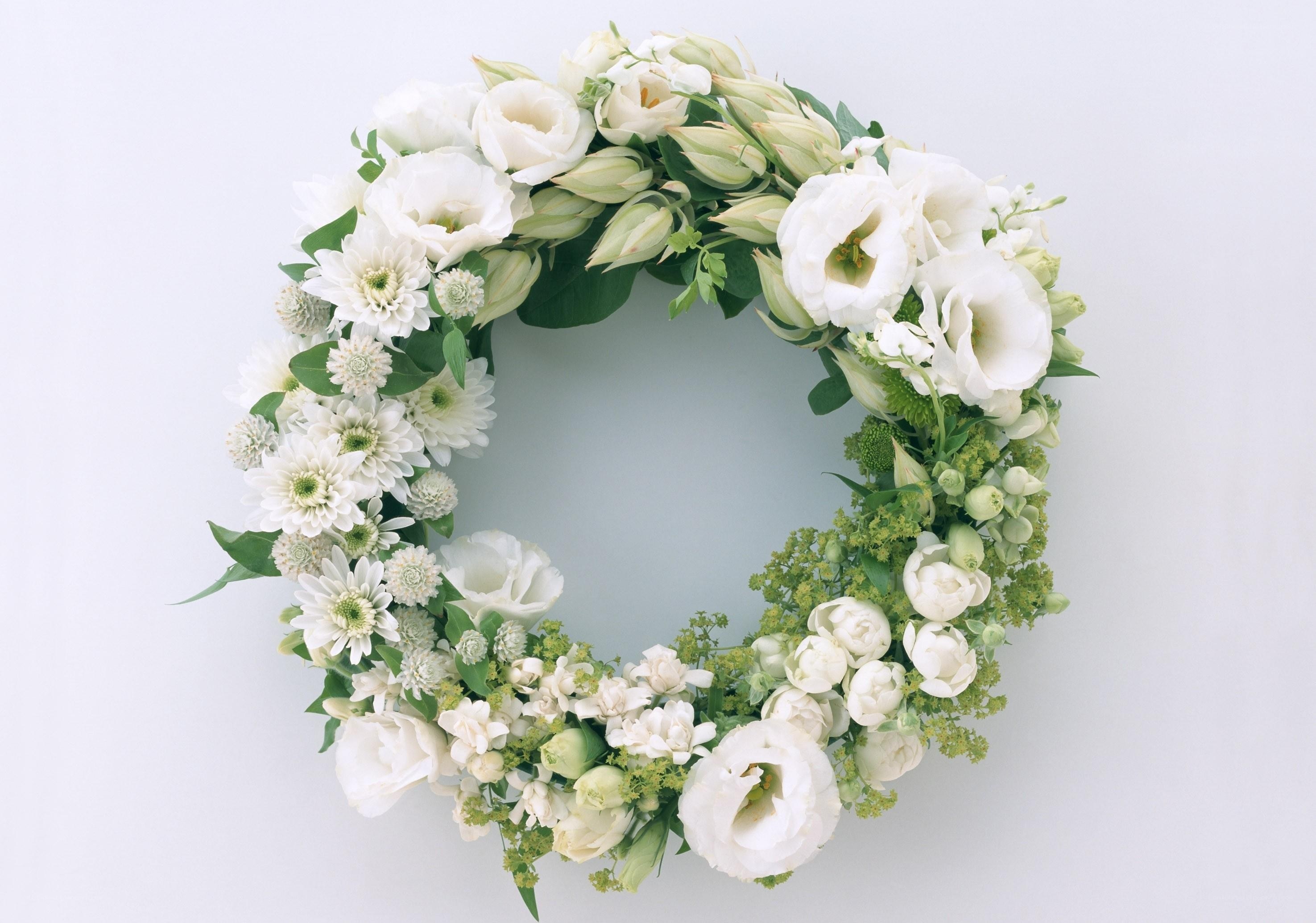 white floral wreath