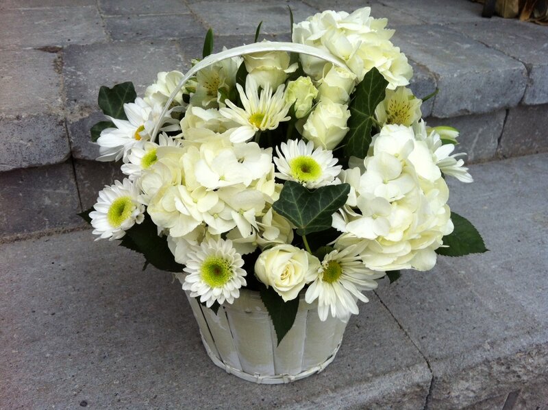 White Flower Basket