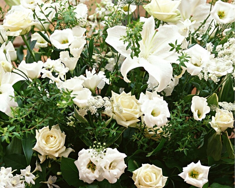 White Flower Bouquet — Calm, Photograph, Roses, Lilies