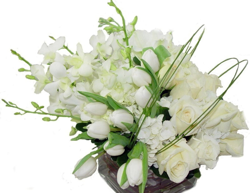 White Flower Bouquet — Calm, Photograph, Tulips