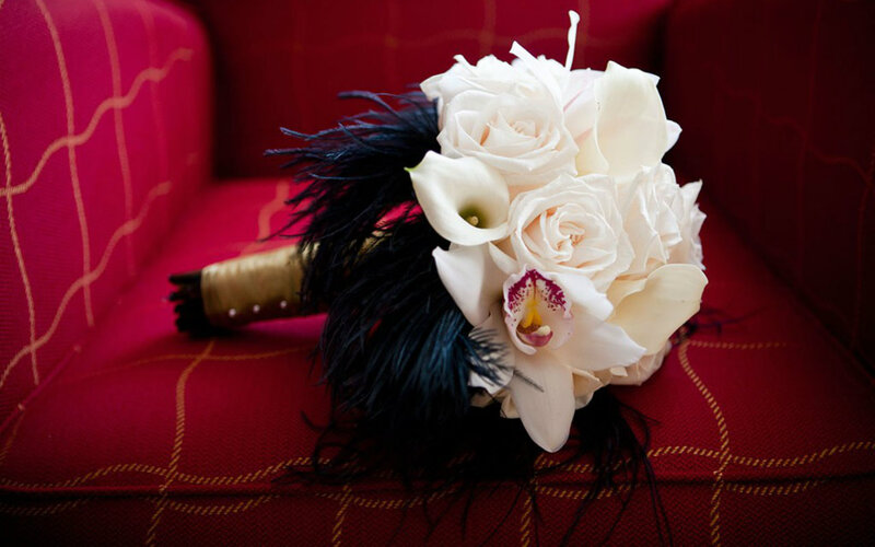 White Flower Bouquet — Red
