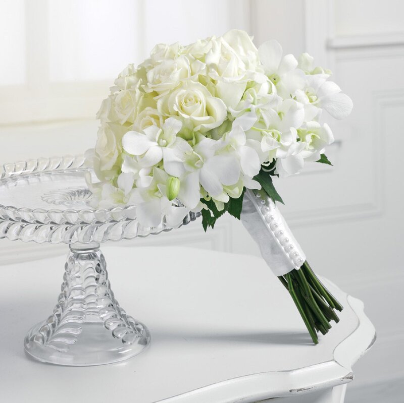 White Flower Bouquet — Serene, Photograph, Cake Stand