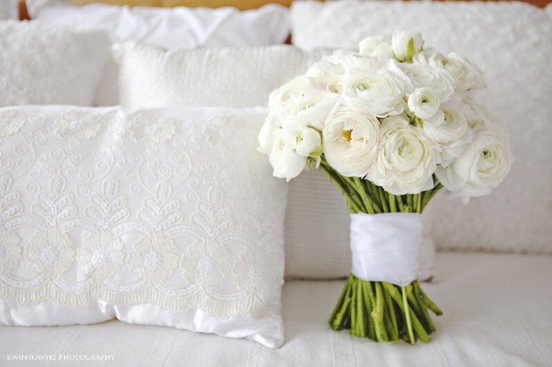 White Flower Bouquet — Serene, Photograph, Pillows