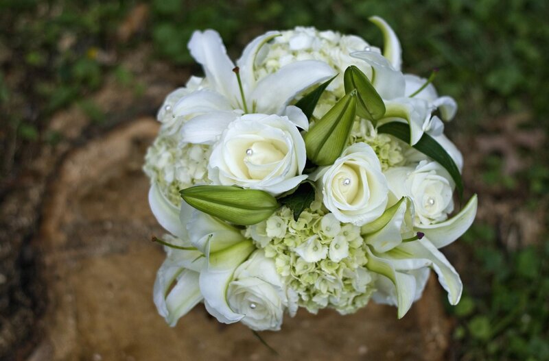 White Flower Bouquet — Serene, Photograph, Roses, Lilies