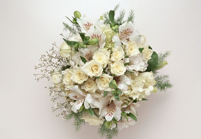 White Flower Bouquet — Serene, Photograph, Roses