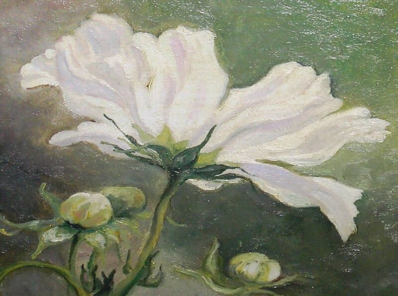 White flower oil painting