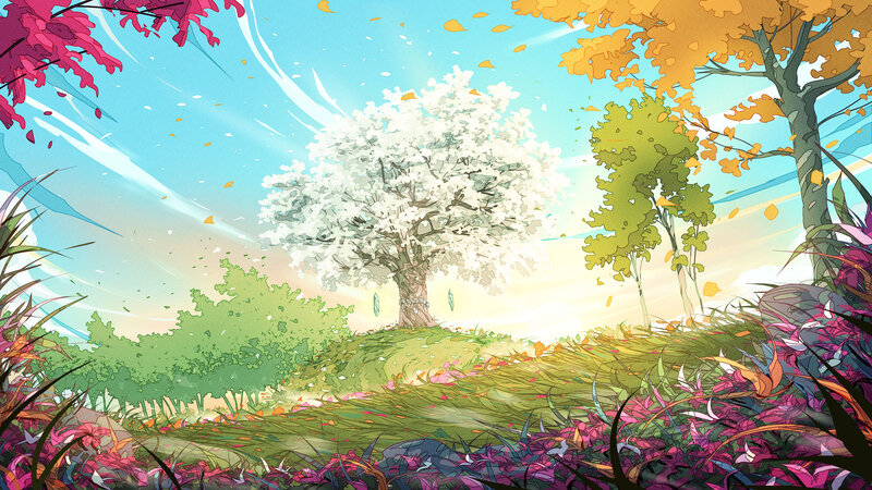 White-flowered Tree on Hill