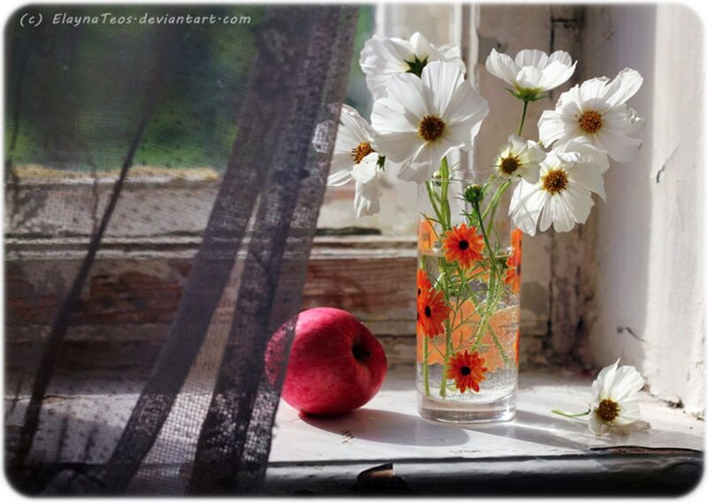 White Flowers and Apple