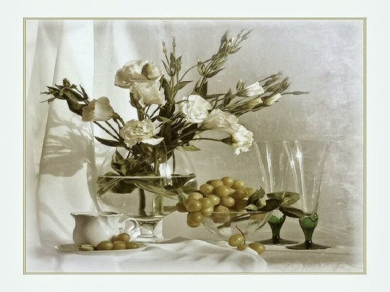 White Flowers and Grapes