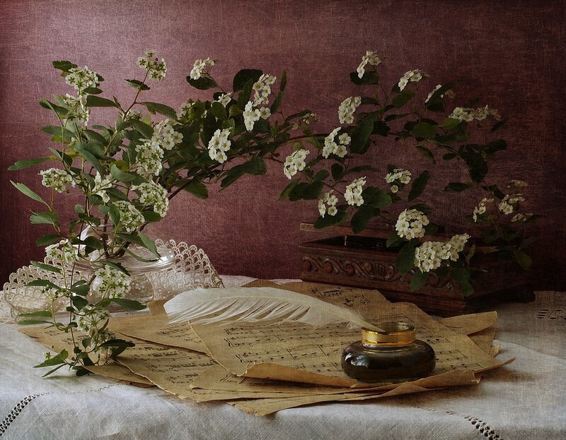 White Flowers and Quill