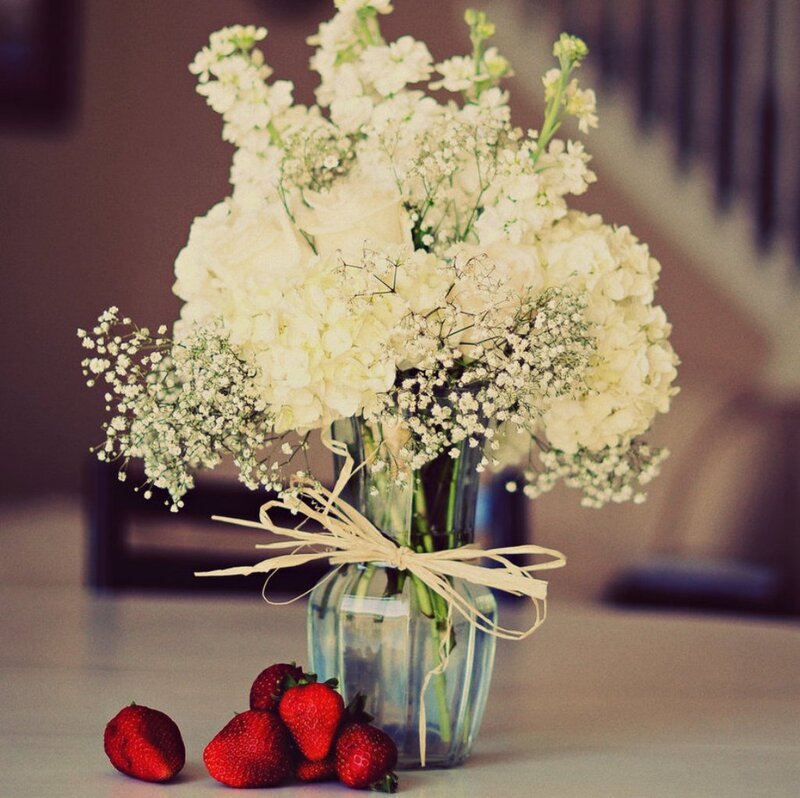White Flowers and Strawberries