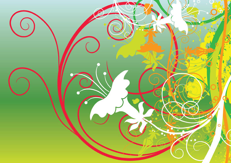 White Flowers and Swirls