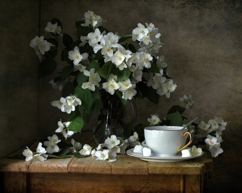 White Flowers and Teacup