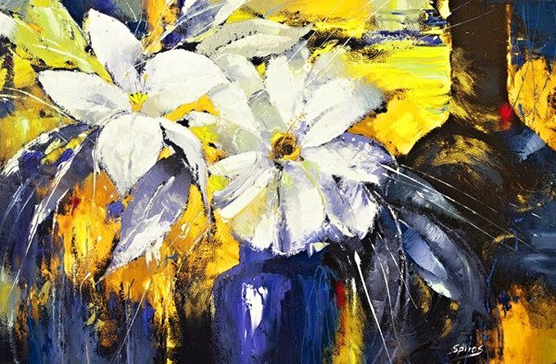 White Flowers in a Vase — Yellow