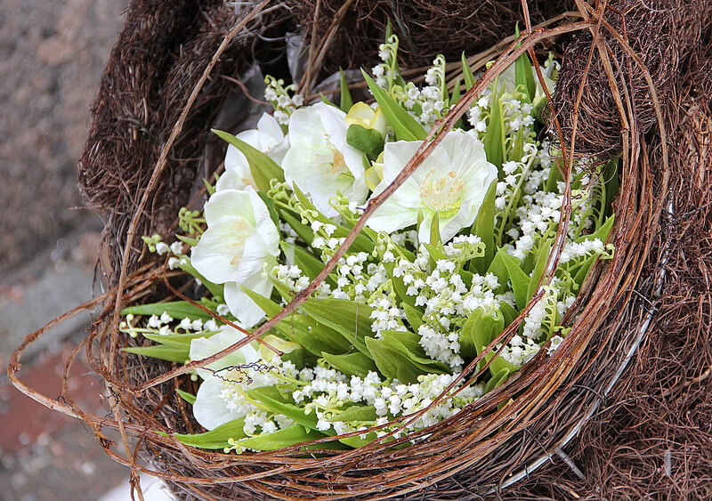White Flowers in Basket — Serene, Spring