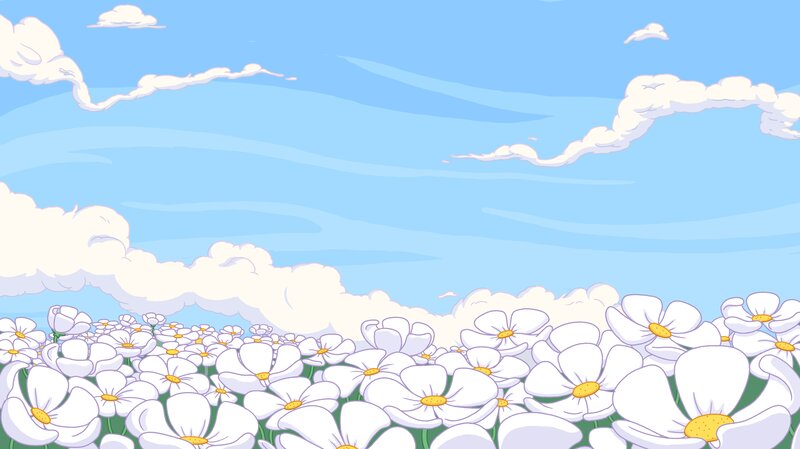 White Flowers in Field — Blue, Serene