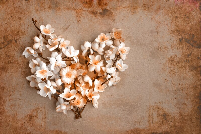 White Flowers in Heart Shape