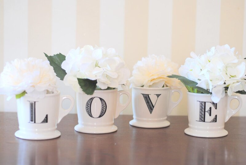 White Flowers in Mugs