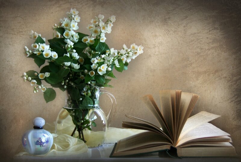 White Flowers in Vase — Beige, Serene