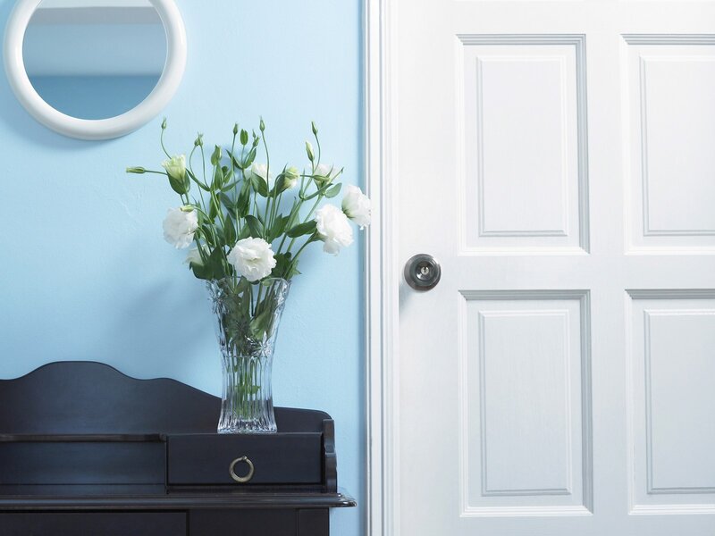 White Flowers in Vase — Blue, Calm