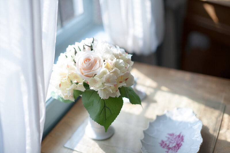 White Flowers in Vase — Serene, Morning, Photograph, Window