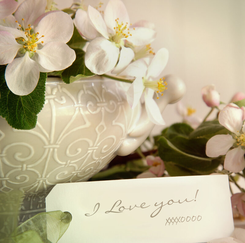 White Flowers in Vase — Serene, Spring, Photograph, Card