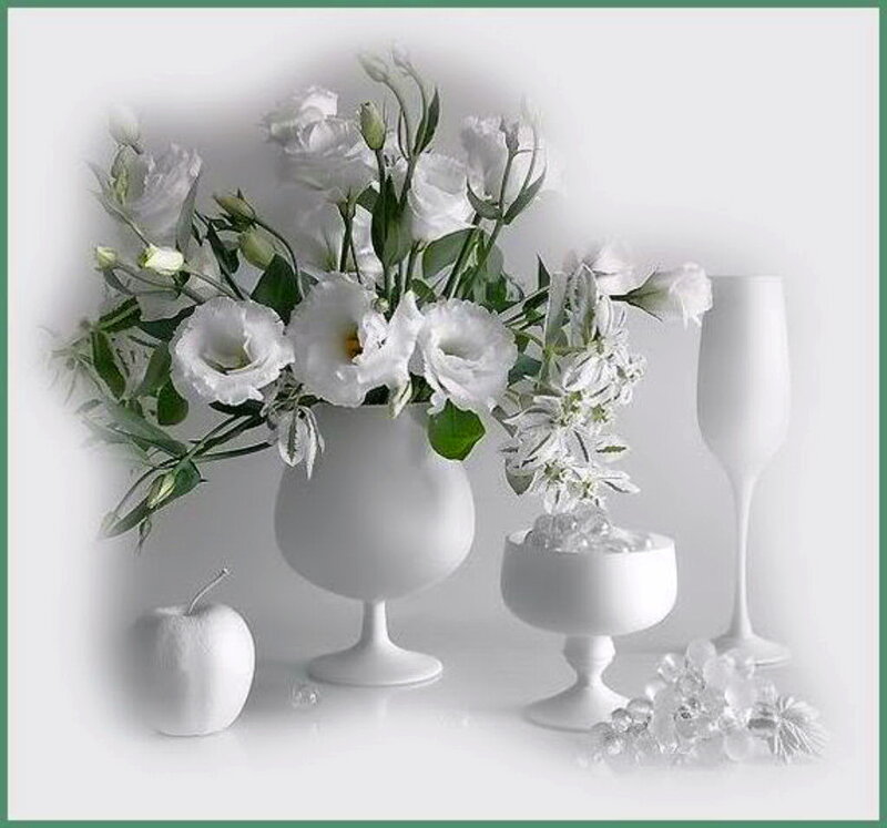 White Flowers in Vases — Serene