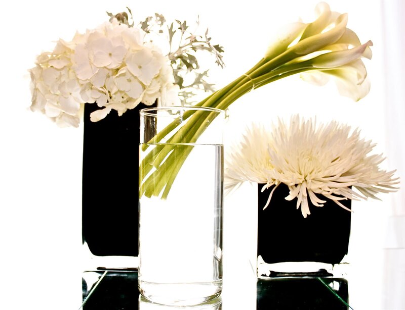 White Flowers in Vases
