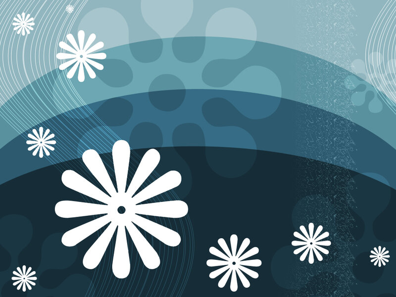 White Flowers on Blue Background — Calm, Abstract