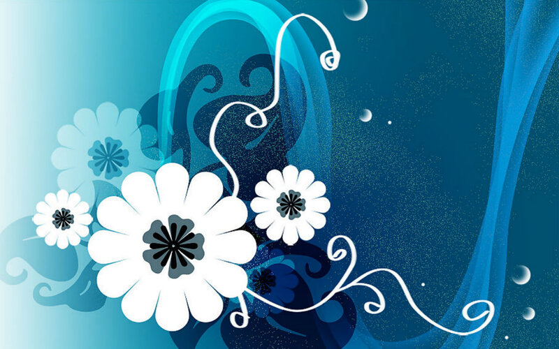 White Flowers on Blue Background — Calm