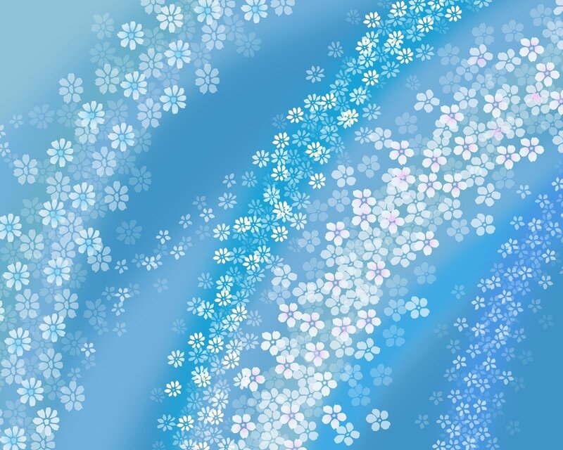 White Flowers on Blue Background — Digital Art