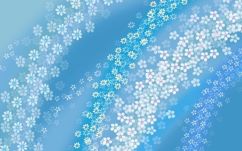 White Flowers on Blue Background — Serene, Digital Art, Blue Sky