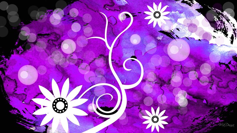 White Flowers on Purple Background — Dreamy